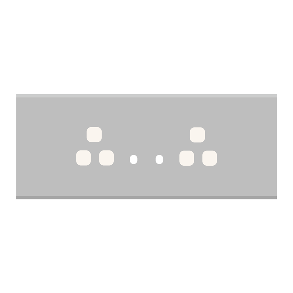 Picture of Norisys TG9 TA146.04 6M Size Plate With 2 Hole + 2 Socket Windows Natural Solid Aluminium Cover Plates With Frames