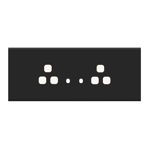 Picture of Norisys TG9 TA146.05 6M Size Plate With 2 Hole + 2 Socket Windows Black Solid Aluminium Cover Plates With Frames