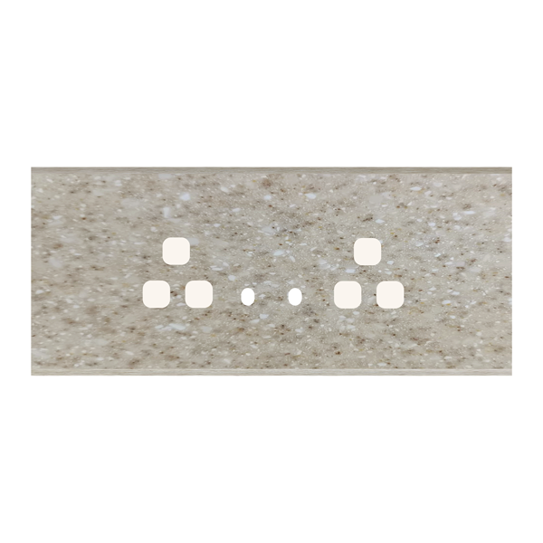 Picture of Norisys TG9 TM146.11 6M Size Plate With 2 Hole + 2 Socket Windows Terra Beige Solid Marble Cover Plates With Frames