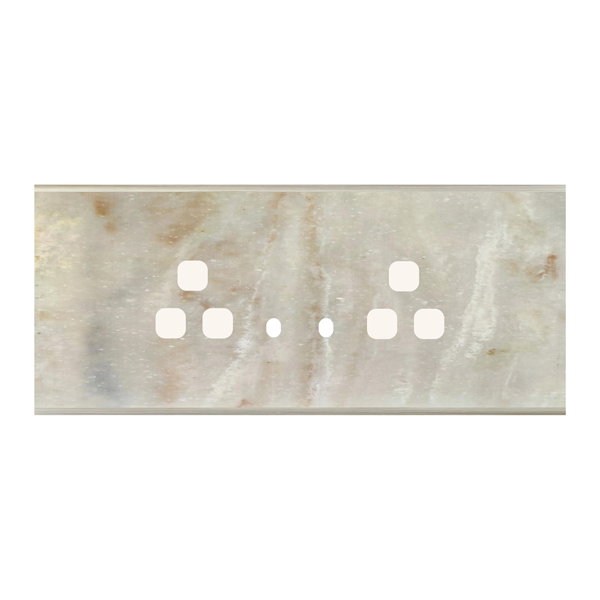 Picture of Norisys TG9 TM146.13 6M Size Plate With 2 Hole + 2 Socket Windows Onyx White Solid Marble Cover Plates With Frames
