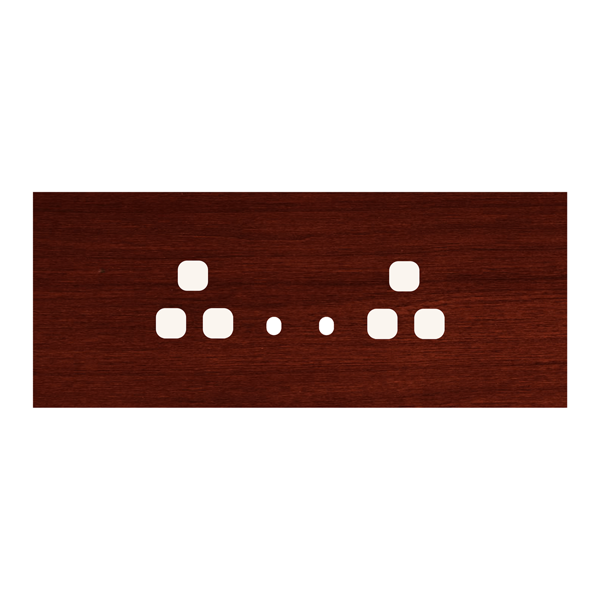 Picture of Norisys TG9 TW146.06 6M Size Plate With 2 Hole + 2 Socket Windows Dark Mahogany Solid Wood Cover Plates With Frames