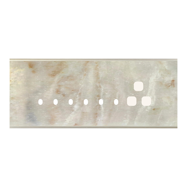 Picture of Norisys TG9 TM118.13 8M Size Plate With 6 Holes + 1 Socket Window Onyx White Solid Marble Cover Plates With Frames
