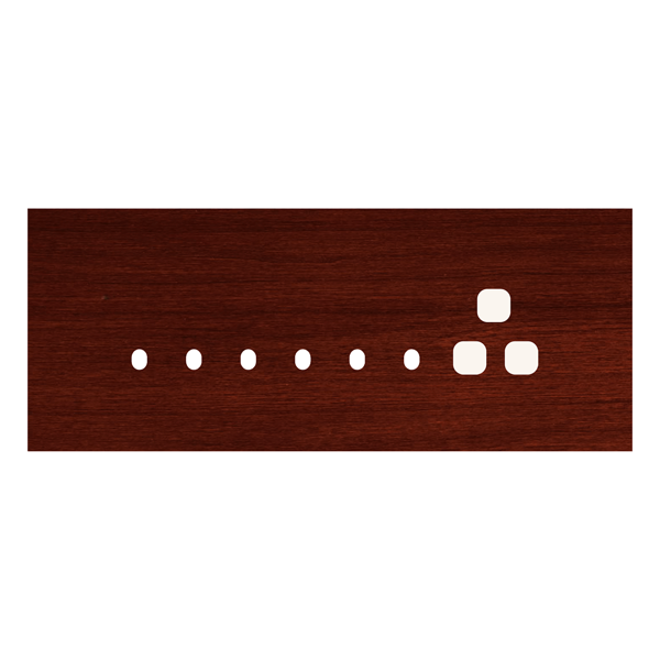 Picture of Norisys TG9 TW118.06 8M Size Plate With 6 Holes + 1 Socket Window Dark Mahogany Solid Wood Cover Plates With Frames