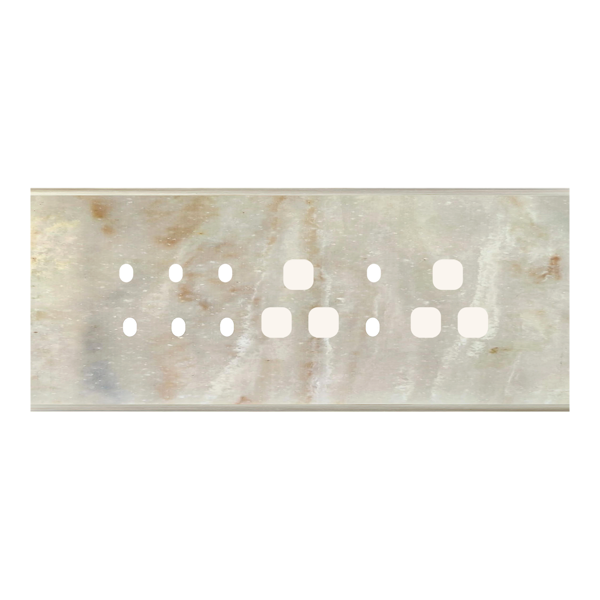 Picture of Norisys TG9 TM188.13 8M Size Plate With 8 Holes + 2 Socket Window Onyx White Solid Marble Cover Plates With Frames