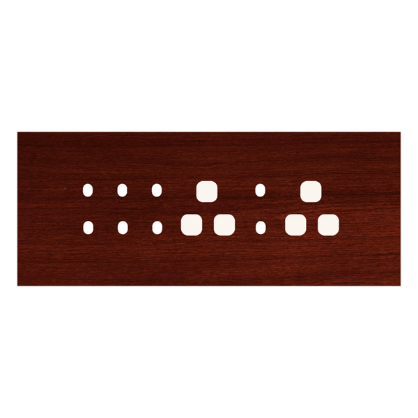 Picture of Norisys TG9 TW188.06 8M Size Plate With 8 Holes + 2 Socket Window Dark Mahogany Solid Wood Cover Plates With Frames