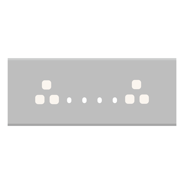 Picture of Norisys TG9 TA148.04 8M Size Plate With 4 Holes + 2 Socket Windows Natural Solid Aluminium Cover Plates With Frames