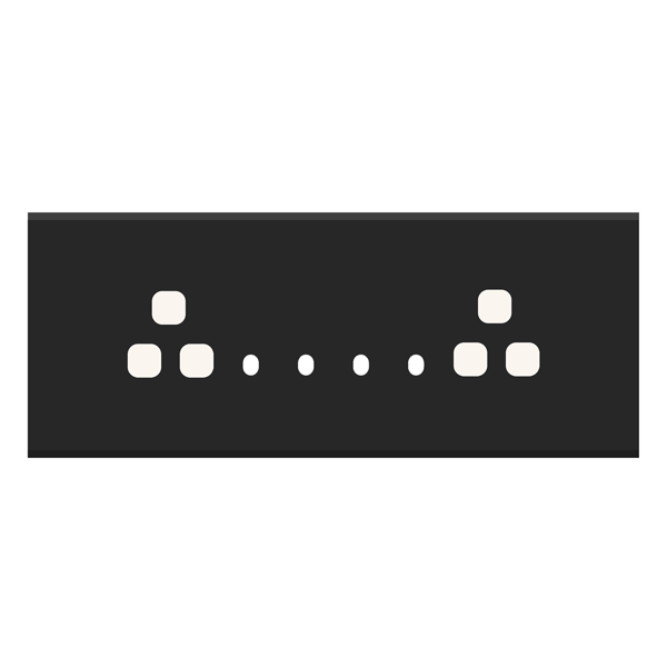 Picture of Norisys TG9 TA148.05 8M Size Plate With 4 Holes + 2 Socket Windows Black Solid Aluminium Cover Plates With Frames