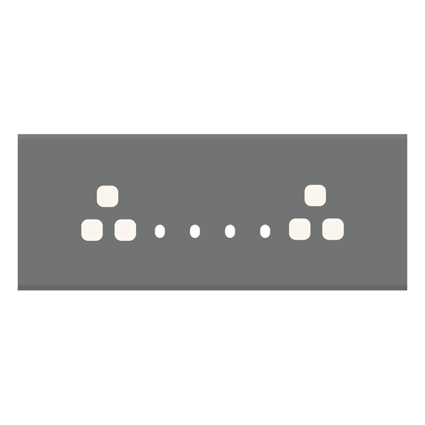 Picture of Norisys TG9 TG148.09 8M Size Plate With 4 Holes + 2 Socket Windows Metal Gray Solid Glass Cover Plates With Frames