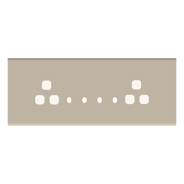 Picture of Norisys TG9 TG148.18 8M Size Plate With 4 Holes + 2 Socket Windows Smoked Silver Solid Glass Cover Plates With Frames