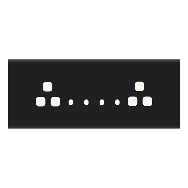 Picture of Norisys TG9 TG148.19 8M Size Plate With 4 Holes + 2 Socket Windows Solid Black Solid Glass Cover Plates With Frames