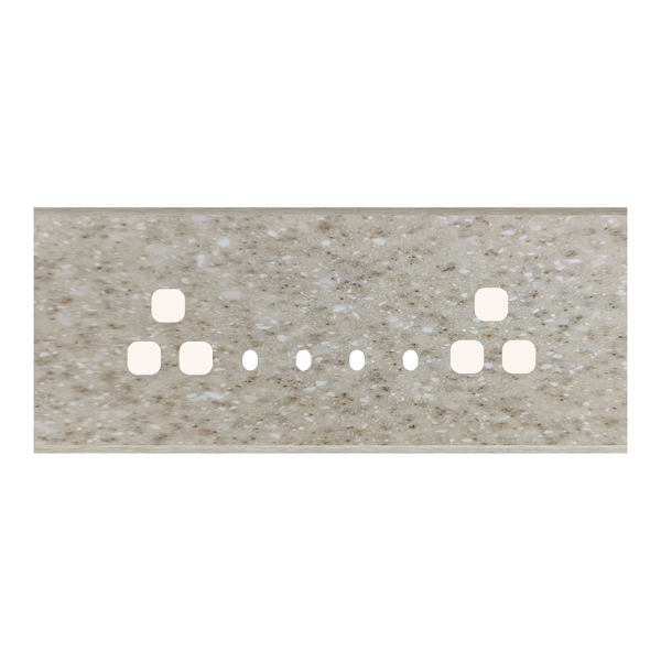 Picture of Norisys TG9 TM148.11 8M Size Plate With 4 Holes + 2 Socket Windows Terra Beige Solid Marble Cover Plates With Frames