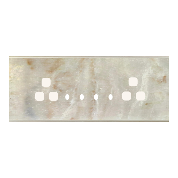 Picture of Norisys TG9 TM148.13 8M Size Plate With 4 Holes + 2 Socket Windows Onyx White Solid Marble Cover Plates With Frames