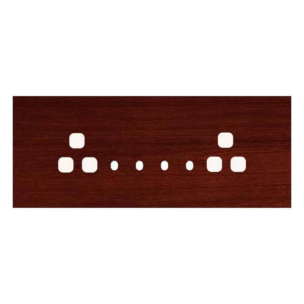 Picture of Norisys TG9 TW148.06 8M Size Plate With 4 Holes + 2 Socket Windows Dark Mahogany Solid Wood Cover Plates With Frames
