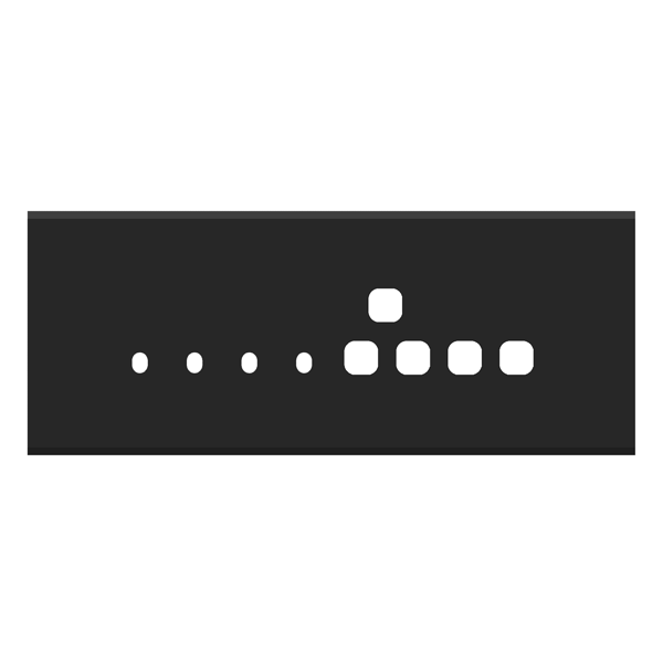 Picture of Norisys TG9 TA128.05 8M Size Plate With 4 Holes + 1 Socket Window + 2 Windows Black Solid Aluminium Cover Plates With Frames