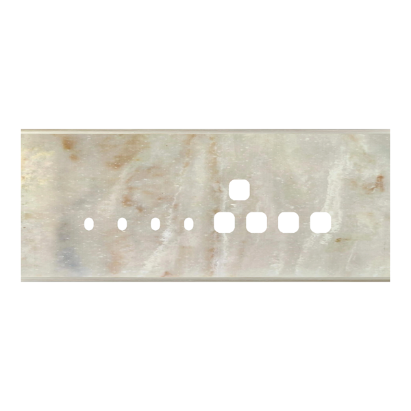 Picture of Norisys TG9 TM128.13 8M Size Plate With 4 Holes + 1 Socket Window + 2 Windows Onyx White Solid Marble Cover Plates With Frames