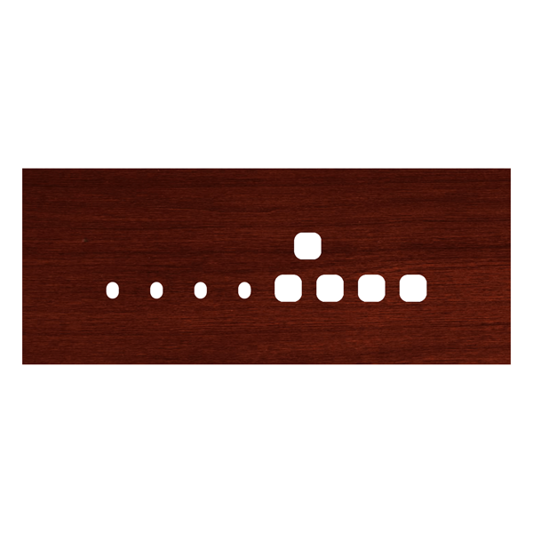 Picture of Norisys TG9 TW128.06 8M Size Plate With 4 Holes + 1 Socket Window + 2 Windows Dark Mahogany Solid Wood Cover Plates With Frames