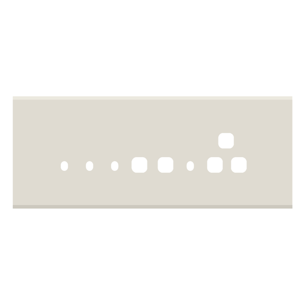 Picture of Norisys TG9 TG138.08 8M Size Plate With 4 Holes + 1 Socket Window + 2 Windows Ice White Solid Glass Cover Plates With Frames