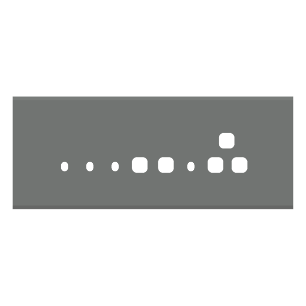 Picture of Norisys TG9 TG138.09 8M Size Plate With 4 Holes + 1 Socket Window + 2 Windows Metal Gray Solid Glass Cover Plates With Frames