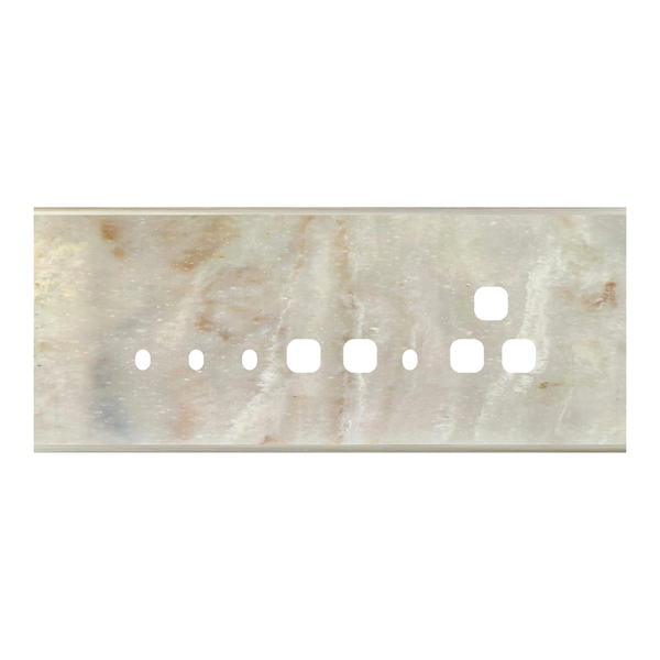 Picture of Norisys TG9 TM138.13 8M Size Plate With 4 Holes + 1 Socket Window + 2 Windows Onyx White Solid Marble Cover Plates With Frames