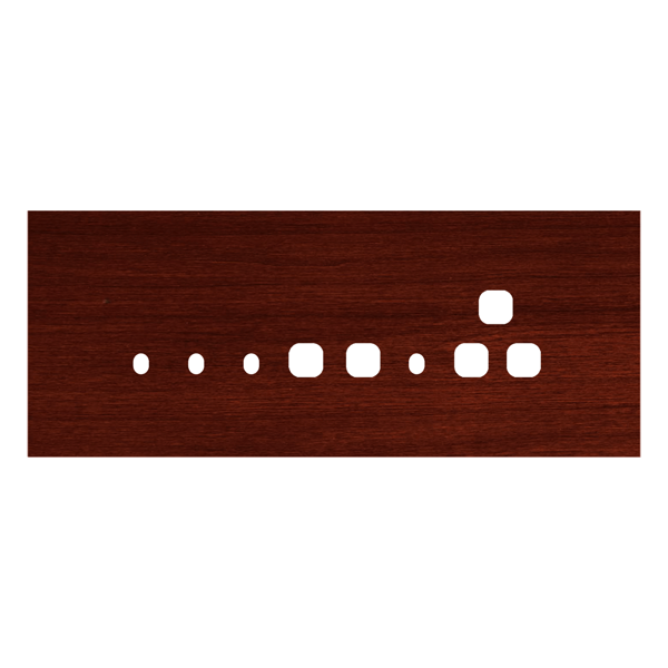 Picture of Norisys TG9 TW138.06 8M Size Plate With 4 Holes + 1 Socket Window + 2 Windows Dark Mahogany Solid Wood Cover Plates With Frames