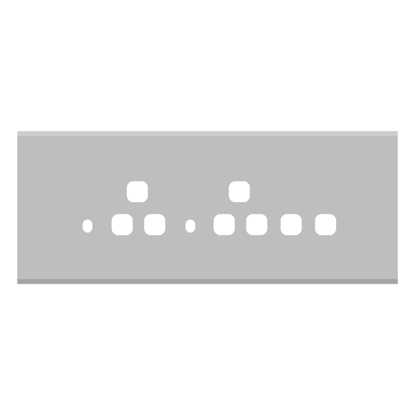 Picture of Norisys TG9 TA178.04 8M Size Plate With 2 Holes + 2 Socket Window + 2 Windows Natural Solid Aluminium Cover Plates With Frames