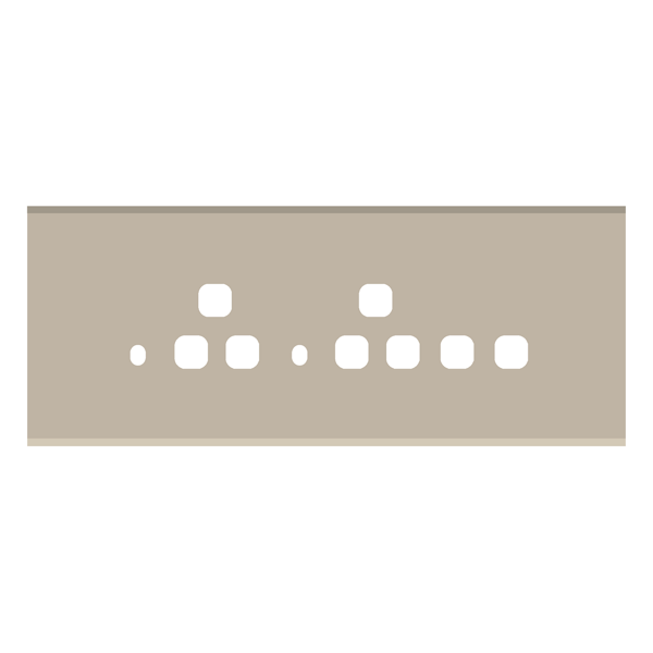 Picture of Norisys TG9 TG178.18 8M Size Plate With 2 Holes + 2 Socket Window + 2 Windows Smoked Silver Solid Glass Cover Plates With Frames