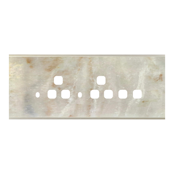Picture of Norisys TG9 TM178.13 8M Size Plate With 2 Holes + 2 Socket Window + 2 Windows Onyx White Solid Marble Cover Plates With Frames