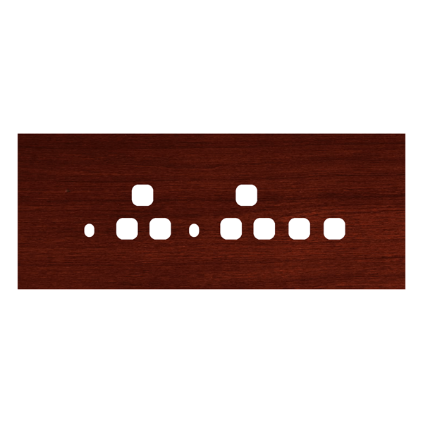 Picture of Norisys TG9 TW178.06 8M Size Plate With 2 Holes + 2 Socket Window + 2 Windows Dark Mahogany Solid Wood Cover Plates With Frames