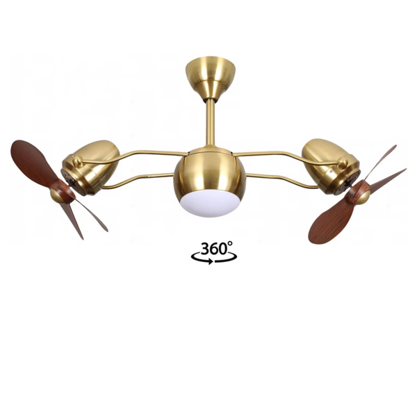 Picture of Luft Wiscon Twin DC 42" Antique Brass Wood Luxury Ceiling Fan
