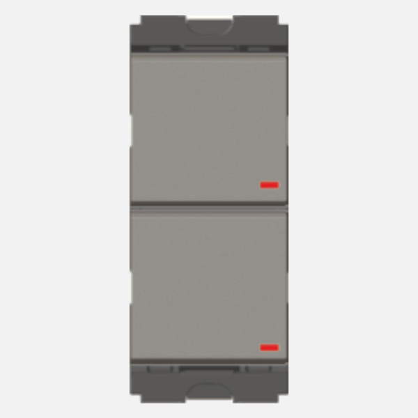 Picture of Norisys Cube C2111.02 6A 1 Way + 1 Way With Indicator 1 Module Grey Twin Switch