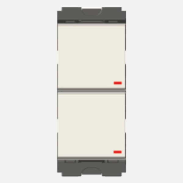 Picture of Norisys Cube C2131.01 16A 1 Way + 1 Way With Indicator 1 Module White Twin Switch