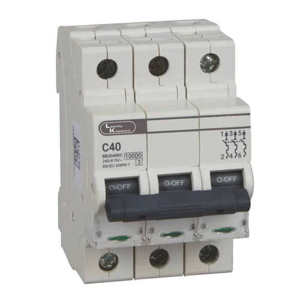 Picture of Lauritz Knudsen BB30400C 40A C-Curve 10kA 3 Pole MCB