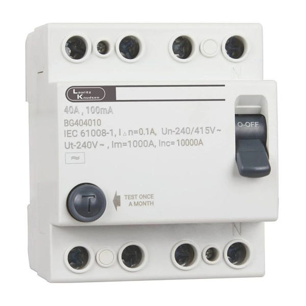 Picture of Lauritz Knudsen BG404010 40A 100mA 4 Pole RCCB