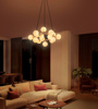 Picture of Philips Divine 800077 15 Head G9 (Bulb Base) French Gold Body With Opal White Glass Pendant Chandeliers