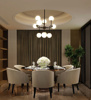 Picture of Philips Divine 800013 9 Head G9 (Bulb Base) Matt Black & French Gold Body With Opal White Glass Pendant Chandeliers