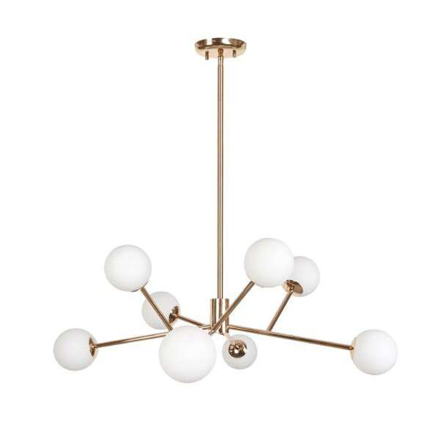 Picture of Philips Divine 800009 8 Head G9 (Bulb Base) French Gold Body With Opal White Glass Pendant Chandeliers