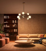 Picture of Philips Divine 800009 8 Head G9 (Bulb Base) French Gold Body With Opal White Glass Pendant Chandeliers