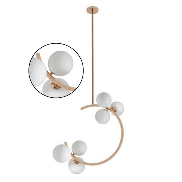 Picture of Philips Divine 800081 6 Head G9 (Bulb Base) French Gold Body With Opal White Glass Pendant Chandeliers